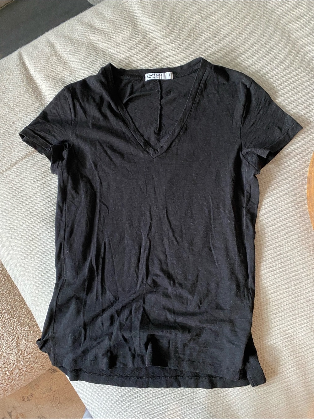 Stateside Supima Cotton Black V-Neck Short Sleeve Tee Women NWOT S